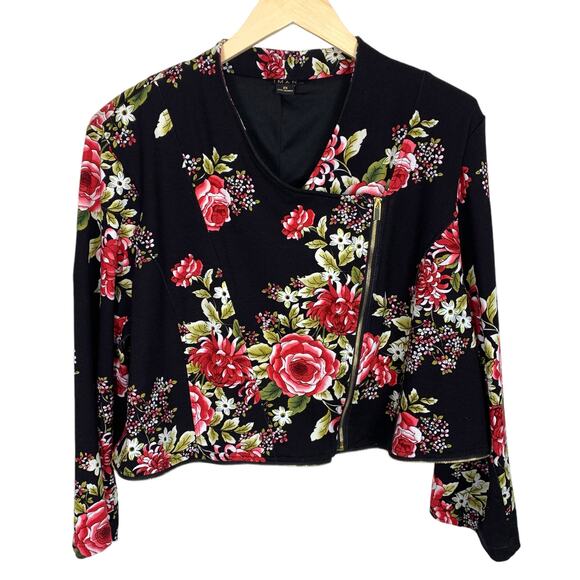 IMAN Women's 2XL Black Pink Red Floral Convertible Motorcycle Jacket - Picture 4 of 13